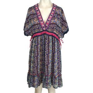 SWEET BY MISS ME - WOMEN'S LARGE - MULTICOLOR SHORT SLEEVE BABY DOLL DRESS Y2K